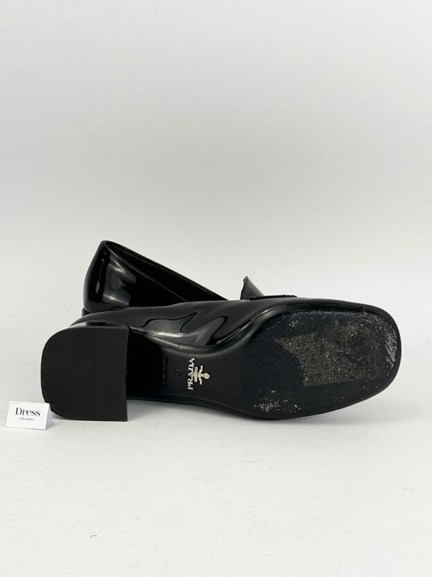Pre-Owned Prada Black Patent Leather Square Toe Loafers Size 37 (UK 4) - Image 5