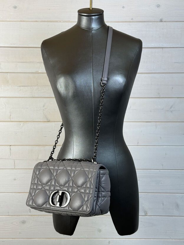 Pre-Owned Christian Dior Medium Caro Grey Bag Boxed - Image 7