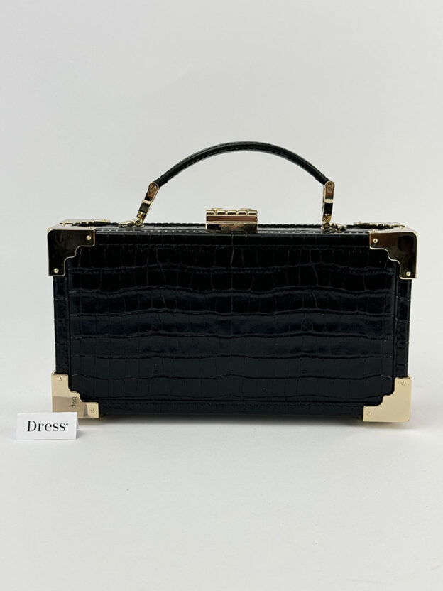 Aspinal of London Black Moc Croc Trinket Trunk Bag - Image 3