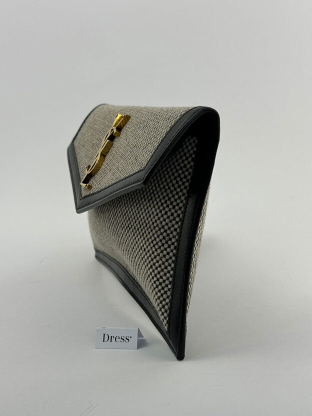 Pre-Owned YSL Uptown Pouch Black & White Clutch Bag - Image 2