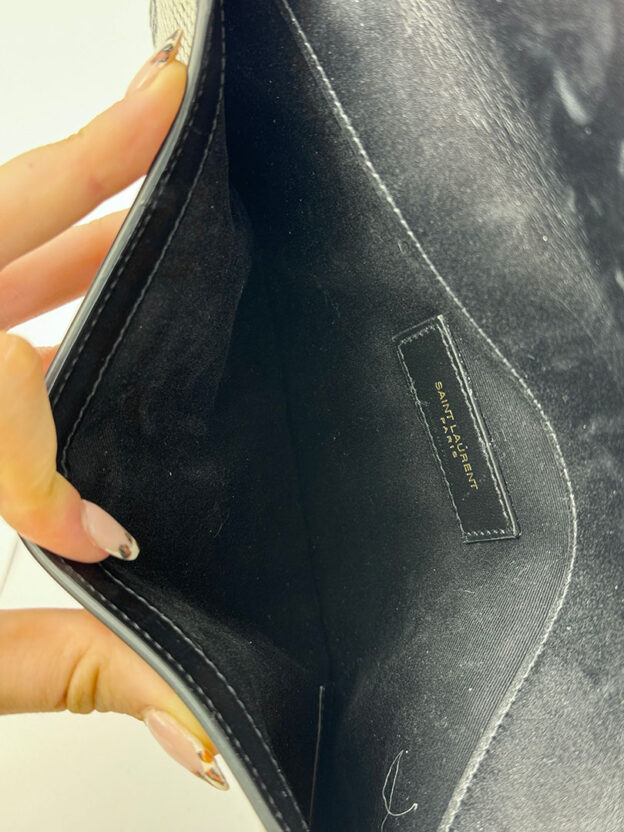 Pre-Owned YSL Uptown Pouch Black & White Clutch Bag - Image 5