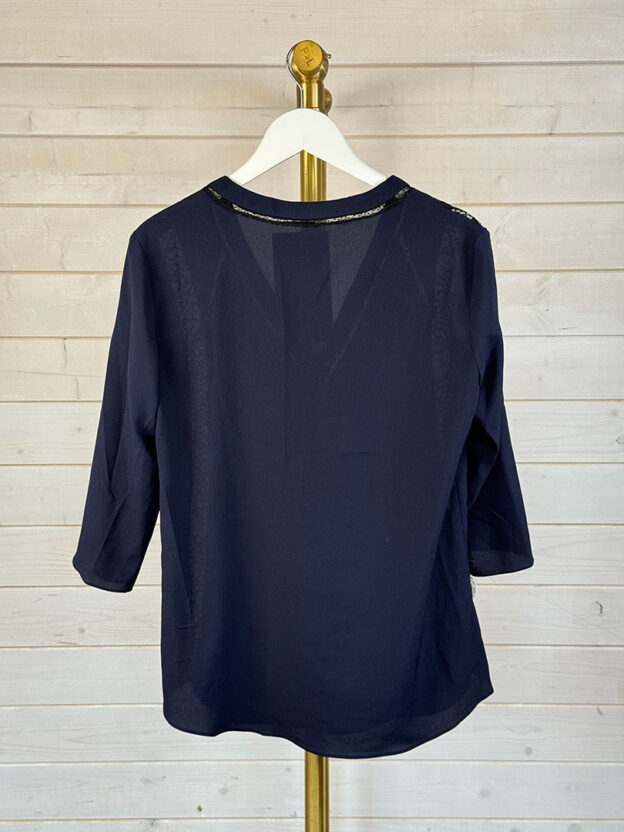 Pre-Owned Claudie Pierlot Navy & Black Lace Top Size 36 (UK 8) - Image 2
