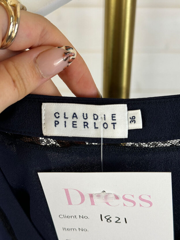 Pre-Owned Claudie Pierlot Navy & Black Lace Top Size 36 (UK 8) - Image 3