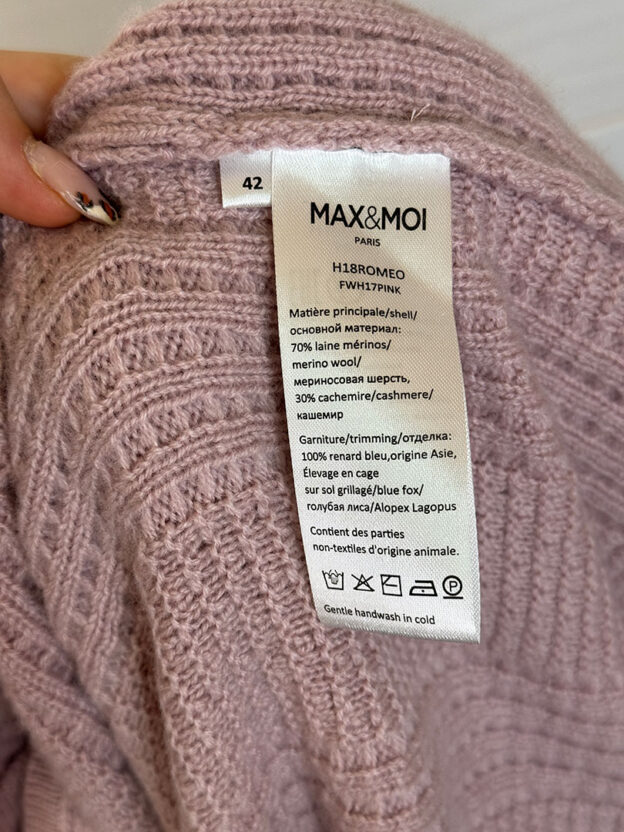 Pre-Owned Max & Moi Lilac Cashmere Cardigan Size 42 (M-L) - Image 3