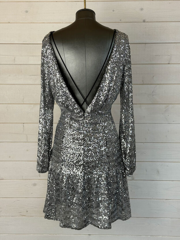 Maje Silver Sequin Backless Dress Size 36 (UK 8) - Image 2