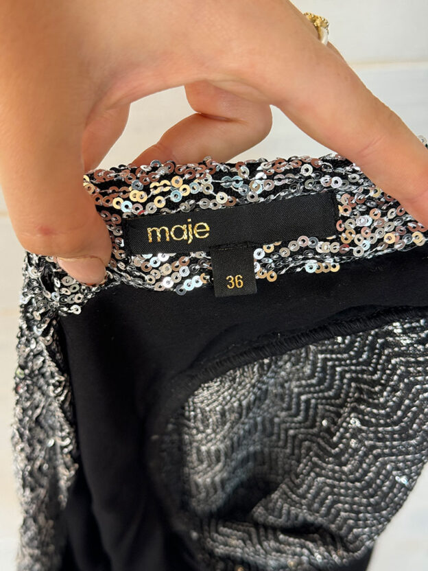 Maje Silver Sequin Backless Dress Size 36 (UK 8) - Image 3