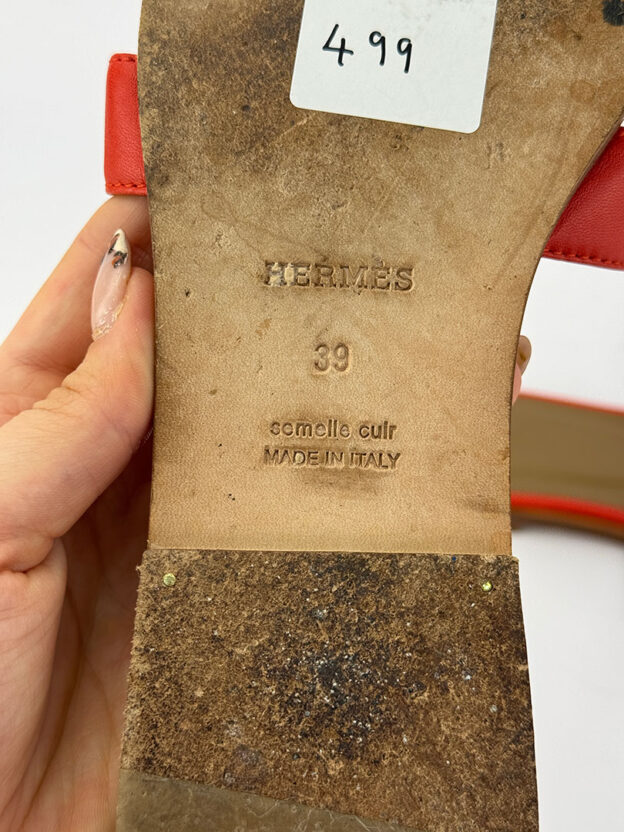 Hermes Orange Calfskin Oran Sandals Size 39 (UK 6) - Image 6