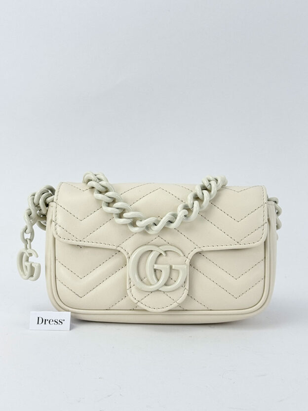Pre-Owned Gucci White GG Marmont Mini Bag