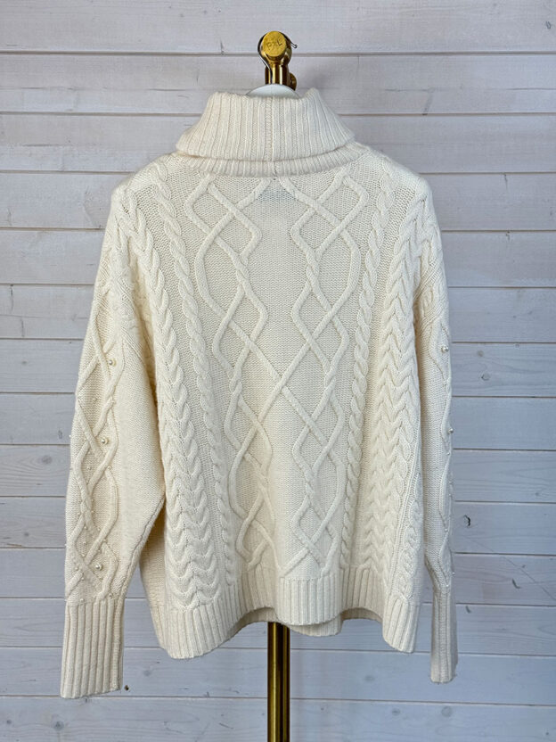 Pre-Owned M & Paris Cream Pearl Cashmere Jumper Size M-L - Image 2