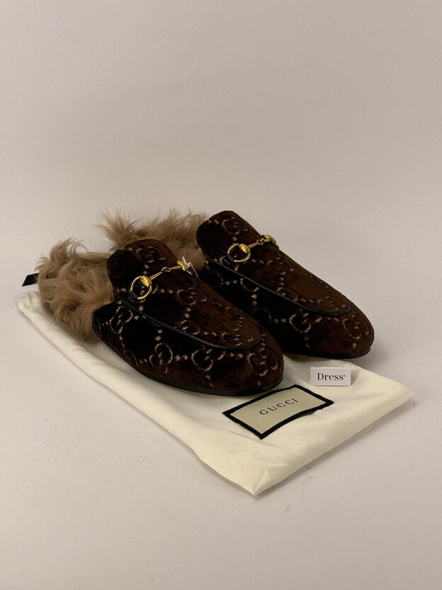 Pre-Owned Gucci Princetown GG Fur Trimmed Loafers Size 39 (UK 6) - Image 8