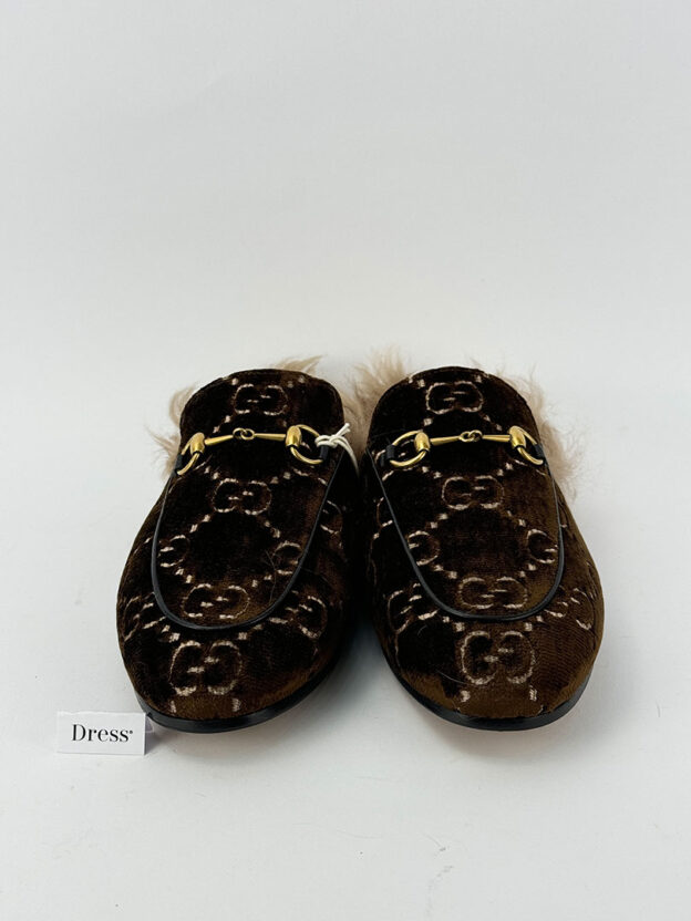 Pre-Owned Gucci Princetown GG Fur Trimmed Loafers Size 39 (UK 6) - Image 2