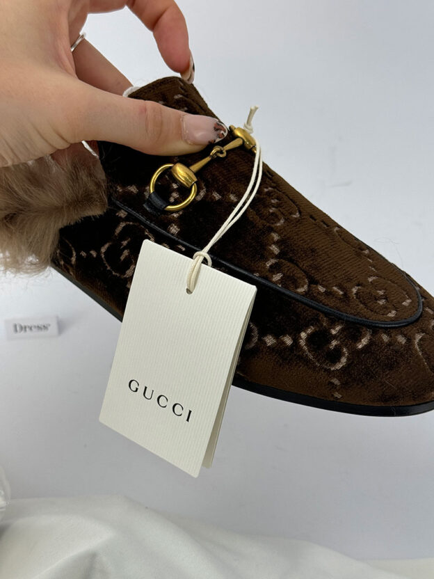 Pre-Owned Gucci Princetown GG Fur Trimmed Loafers Size 39 (UK 6) - Image 7