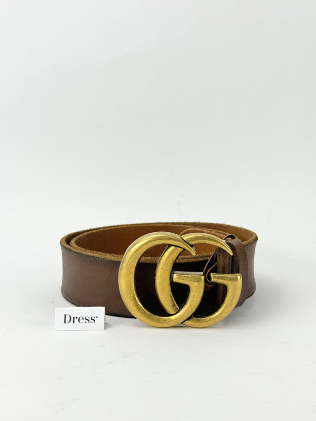 Pre-Owned Gucci GG Brown Antique Brass Belt Size 32". Dustbag & Bag.