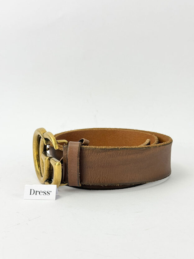 Pre-Owned Gucci GG Brown Antique Brass Belt Size 32". Dustbag & Bag. - Image 3