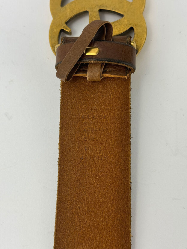 Pre-Owned Gucci GG Brown Antique Brass Belt Size 32". Dustbag & Bag. - Image 6