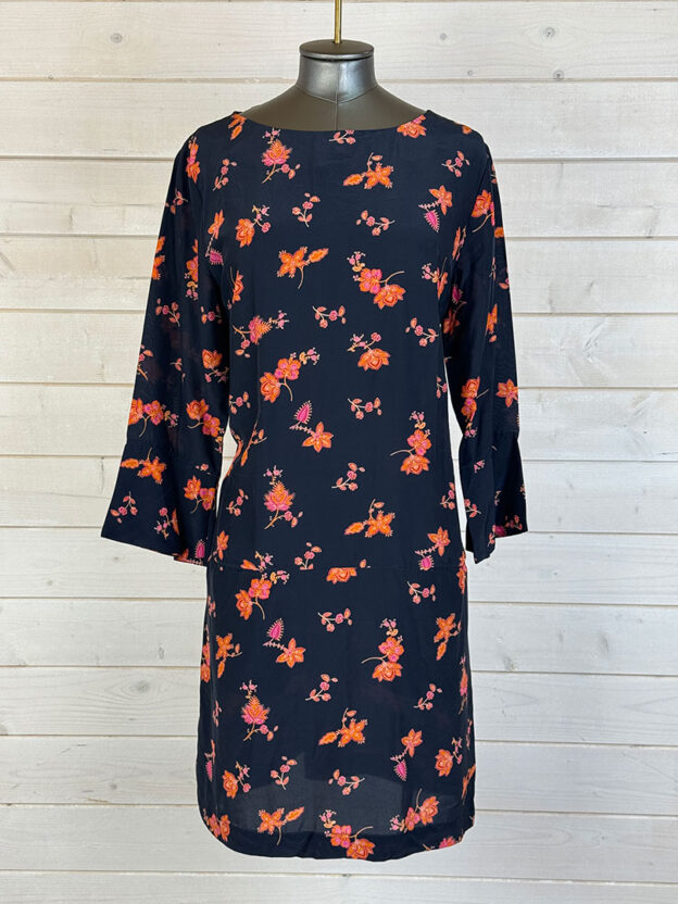 Pre-Owned Day Navy Orange Floral Dress Size 36 (Size 8)