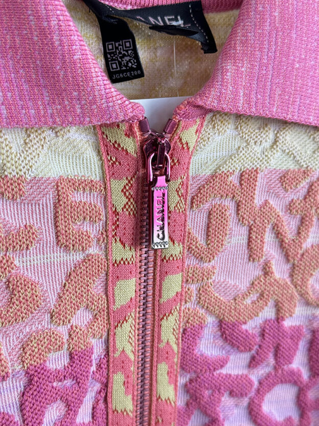 Pre-Owned Chanel Cotton Multi Coloured Bomber Jacket Size 36 (UK 8) - Image 2