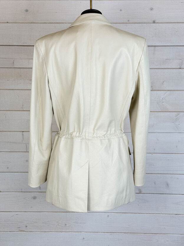 Pre-Owned Topshop Cream Leather Blazer Jacket Size XS - Image 2
