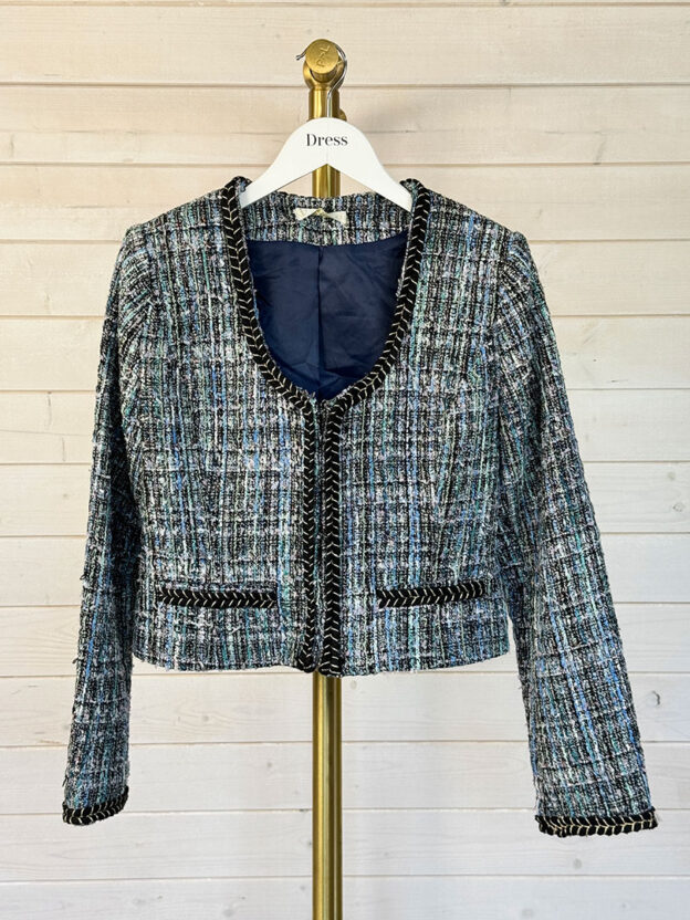 Vita Grace Navy & Blue Tweed Jacket Size M