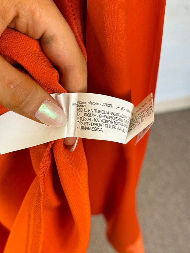 Pre-Owned Zara Orange Satin Shirt Size M - Image 3
