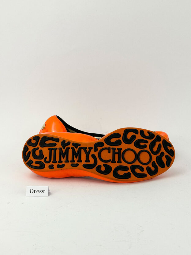 Pre-Owned Jimmy Choo Elasticated Patent Orange Ballet Flats Size 37.5 (UK 4.5) - Image 5