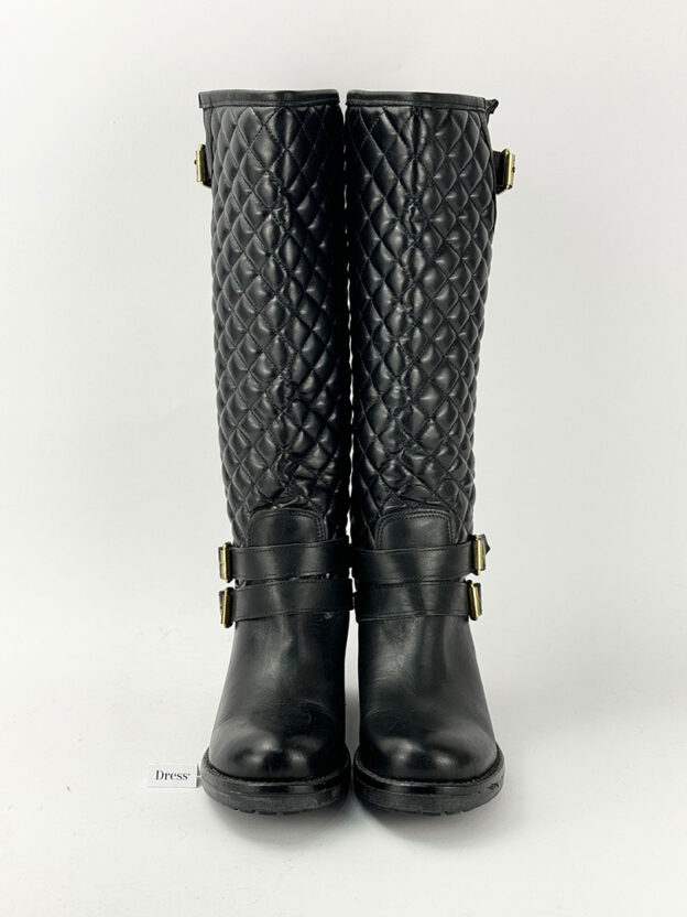 Pre-Owned Cenicienta Black Quilted Knee High Boots Size 38 (UK 5) - Image 2