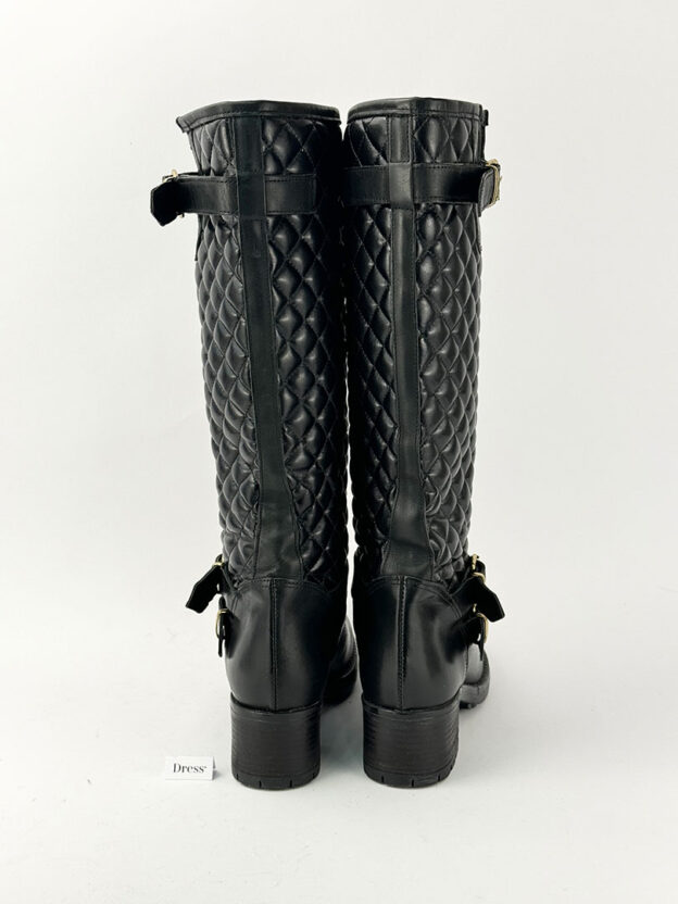 Pre-Owned Cenicienta Black Quilted Knee High Boots Size 38 (UK 5) - Image 4
