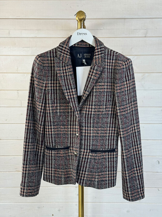 Pre-Owned Armani Jeans Multicoloured Tweed Jacket Size UK 10
