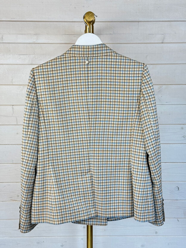 Pre-Owned Marc Cain Beige & Blue Checked Blazer Size N3 (UK 12) - Image 3