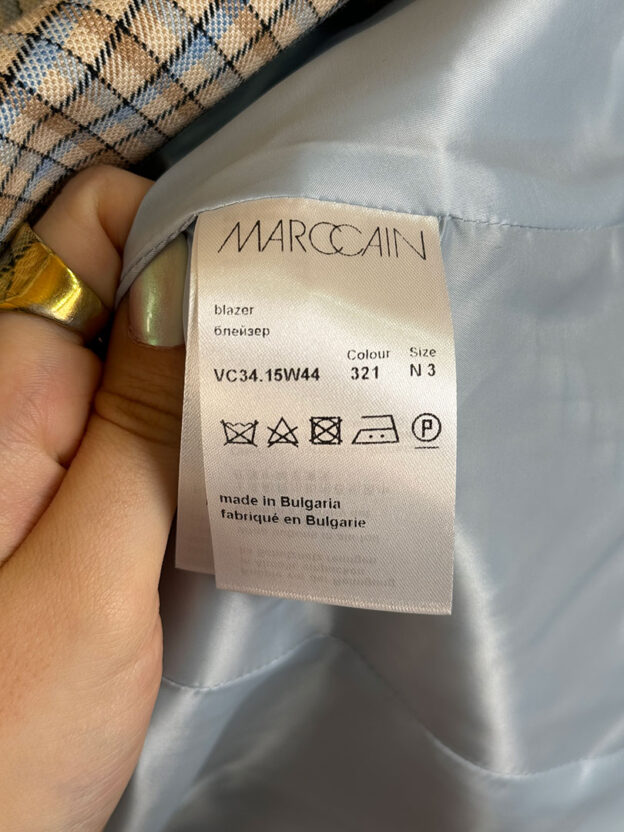 Pre-Owned Marc Cain Beige & Blue Checked Blazer Size N3 (UK 12) - Image 5