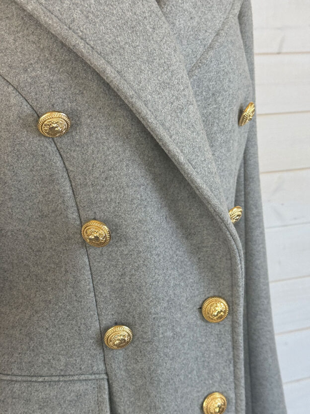 Balmain Grey Wool Long Coat Size 40 (UK 12) - Image 2