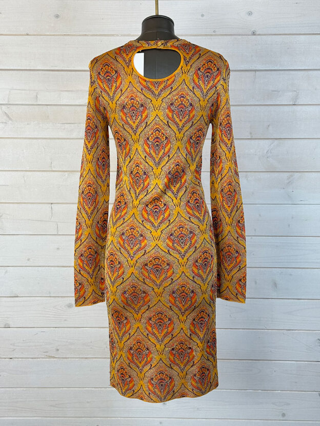Pre-Owned Paco Rabanne Orange & Purple Paisley Knit Dress Size XS - Image 3