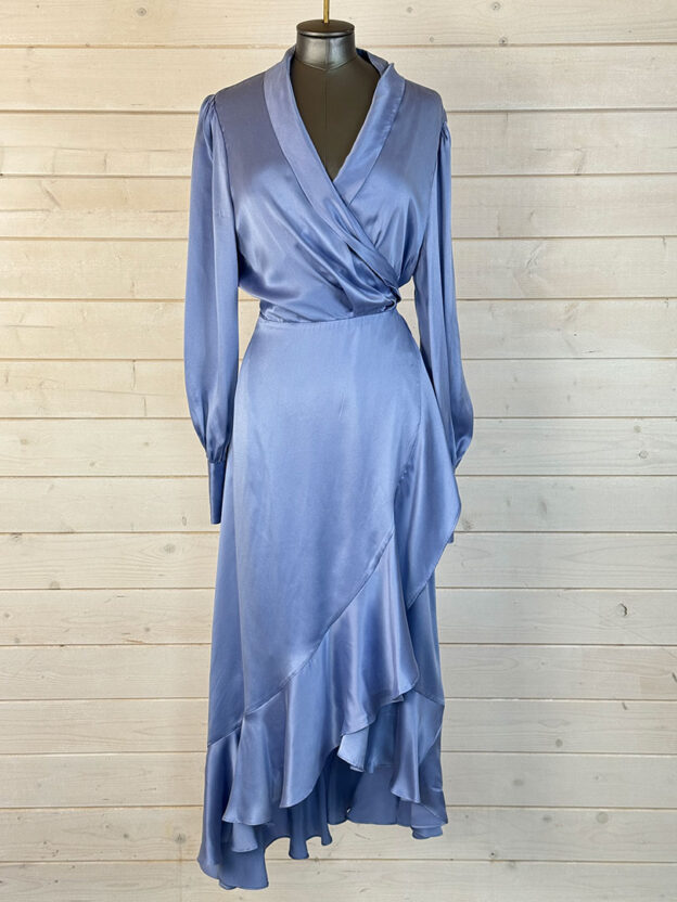 Pre-Owned Zimmermann Cornflower Blue Silk Dress Size 3 (UK 12)