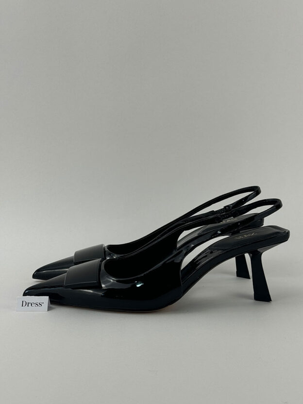 Zara Black Patent Slingback Kitten Heel Size 37 (UK 4) - Image 3