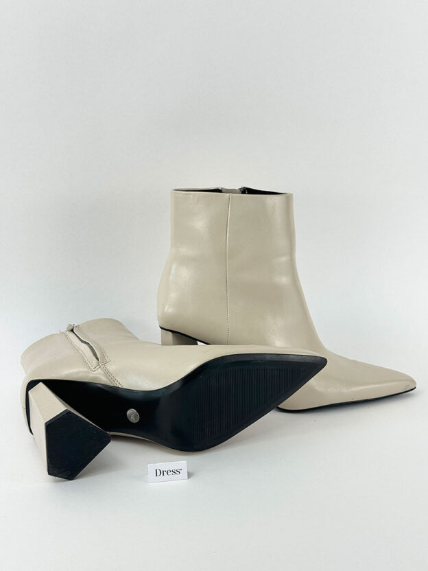 Zara Off White Block Heel Ankle Boots Size 36 (UK 3) - Image 5