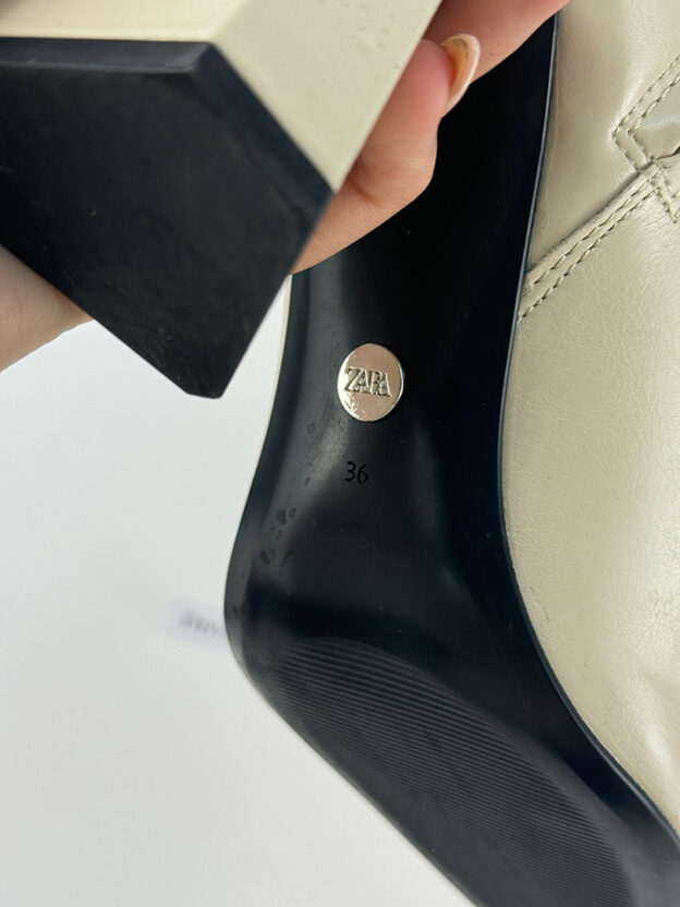 Zara Off White Block Heel Ankle Boots Size 36 (UK 3) - Image 6