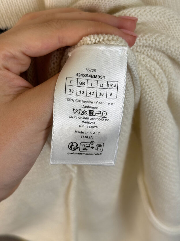 Christian Dior White & Black 100% Cashmere Jumper Size 10 - Image 4