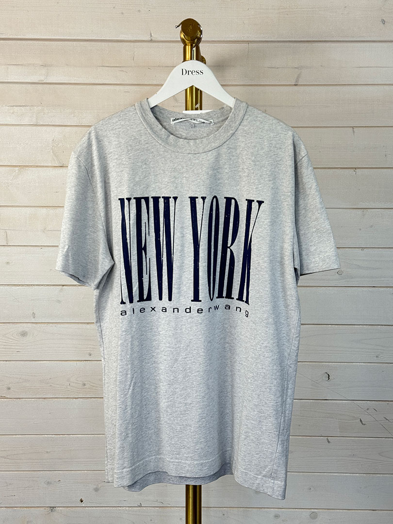 Alexander Wang Oversized Grey NY Graphic T-Shirt Size XS