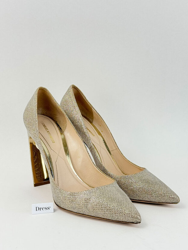 Nicholas Kirkwood Gold Glitter Pearl Heels Size 41 (UK 7.5-8 Nicholas Kirkwood Gold Glitter Pearl Heels Size 41 (UK 7.5-8