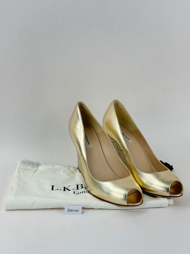 Pre-Owned LK Bennett Gold Open Toe Espadrilles Size 41 (UK 7.5-8) - Image 7