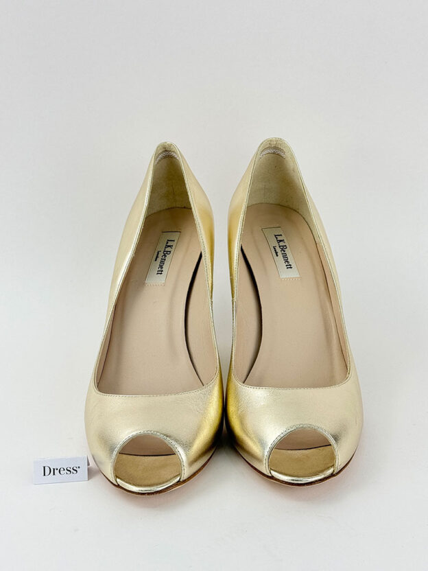 Pre-Owned LK Bennett Gold Open Toe Espadrilles Size 41 (UK 7.5-8) - Image 2