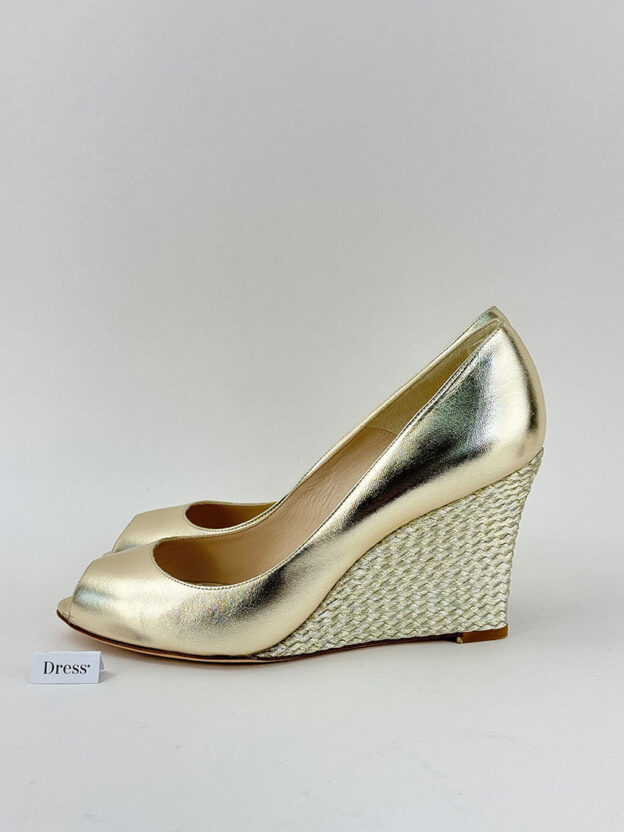 Pre-Owned LK Bennett Gold Open Toe Espadrilles Size 41 (UK 7.5-8) - Image 3