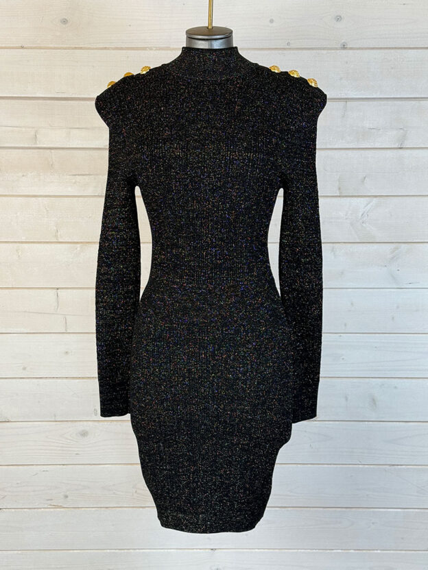 Balmain Black Sparkly Knit Dress Size 36 (UK 8)