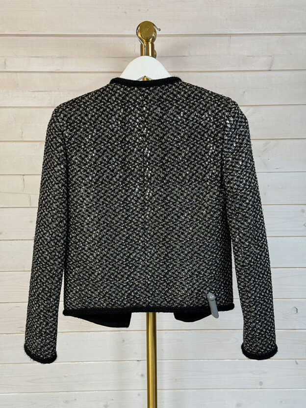 Pre-Owned Saint Laurent Black & Silver Sequin Jacket Size 6 - Image 2