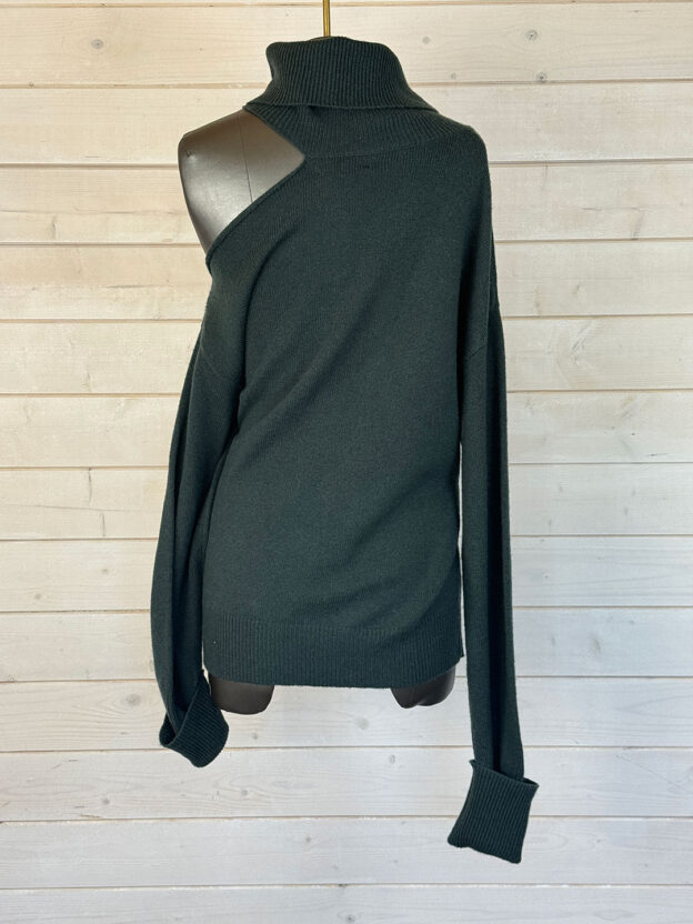 Pre-Owned Paige Green Wool Cold Shoulder Roll Neck Knit Size S - Image 2