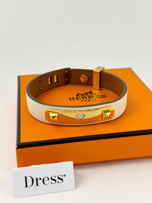 Pre-Owned Hermes White As De Coeur Bracelet - Image 3