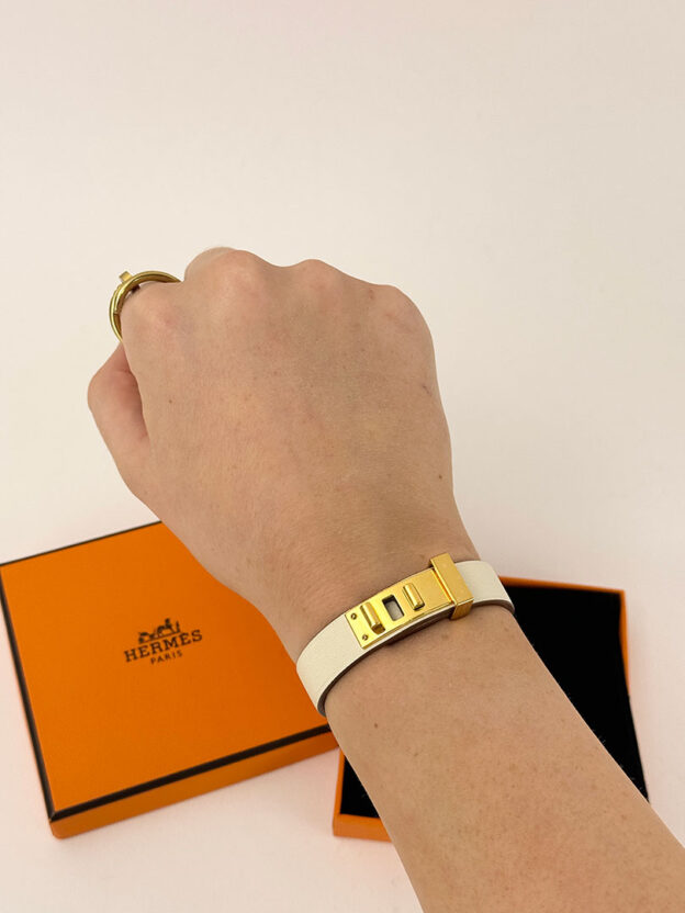 Pre-Owned Hermes White As De Coeur Bracelet - Image 7