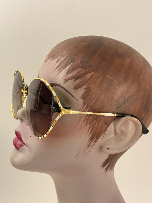Pre-Owned Gucci Oversized Brown & Gold Sunglasses Boxed. - Image 4