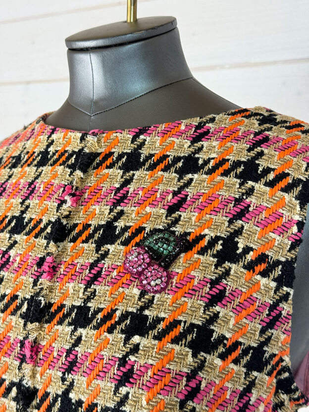 Pre-Owned Marc Cain Orange & Pink Tweed Dress Size N2 (UK 10) - Image 2