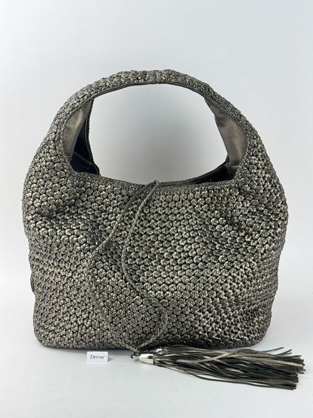 Lottusse Khaki Large Leather Woven Bag